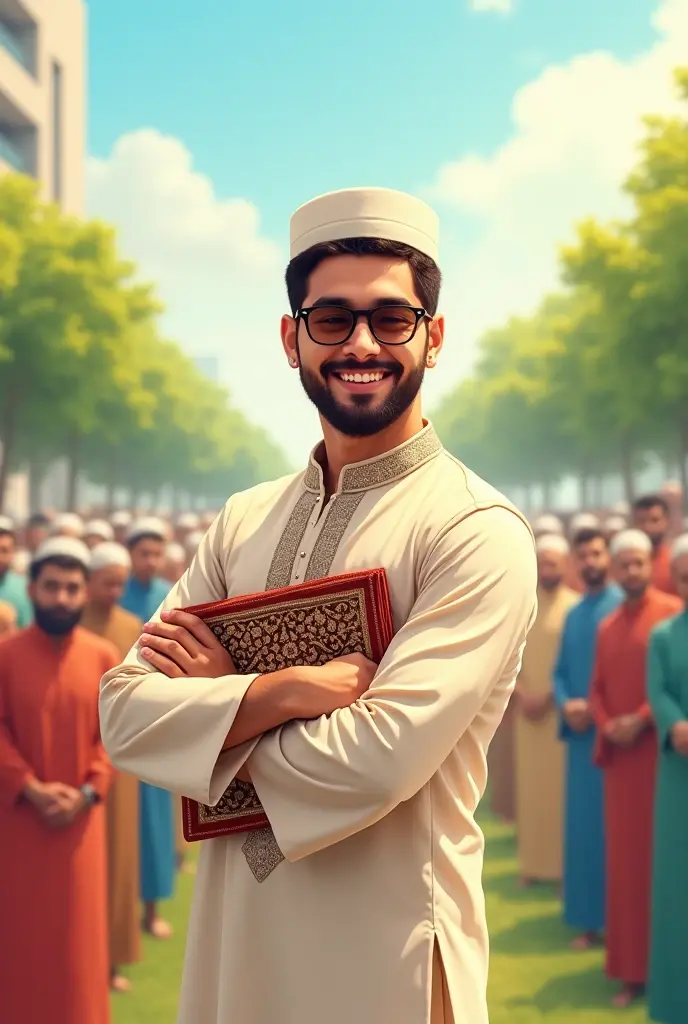 Muslim Young man is teaching another Muslims to be good in Bangladesh