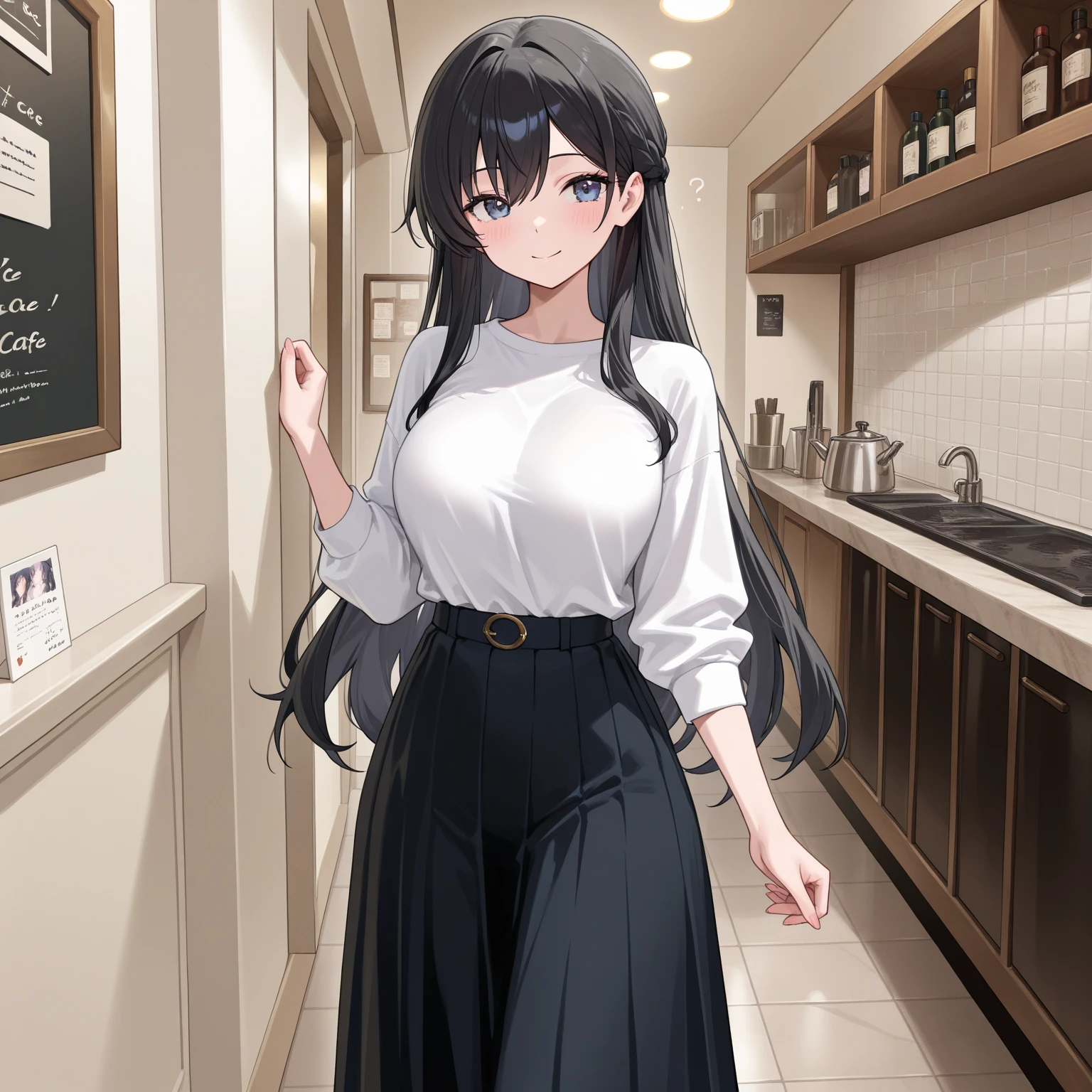 detailed illustration (side view),dynamic angle,ultra-detailed, illustration, pose for the camera, smiling at viewer, clean line art, shading, anime, 2020’s anime style, detailed eyes, detailed face, beautiful face,

Anime, 2d anime, cartoon anime, detailed illustration, dynamic angle, ultra-detailed, illustration, full body shot, 1girl, night time, 1950’s stay at home wife, button up blouse and long skirt, anime half closed eyes. A knowing smile, standing in kitchen, domestic goddess, long black hair, hair down, white American woman, well endowed, wholesome yet , motherly, nurturing, , button up blouse, long skirt