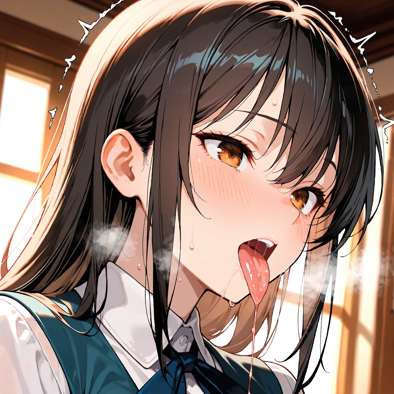 asashiokainiKC, Long Hair, shirt, Knee socks, Long sleeve, ribbon, , neck ribbon, (Small breasts:1.2), (Small body:1.2), (Low length:1.2), One , alone,
break
(SFW:1.3), (whole body), (Bust up shot:1.2), (Face Focus:1.1)
break
0pen, (Sticking out tongue), ((Long Tongue)), (Open your mouth) , From above, (Overhead Shot)
break
(;d:1.2), (blush:1.2), (Closed eyes), (Ahegao)
official art, Masterpiece, Highest quality, Highest Resolution, 8K, Most detailed, Extremely elaborate hands, Highly detailed fingers, Highly detailed mouth, perfect anatomy
break
(indoor, Bedroom), dust, dust, Particles of light, Highly detailed 16K CG wallpaper