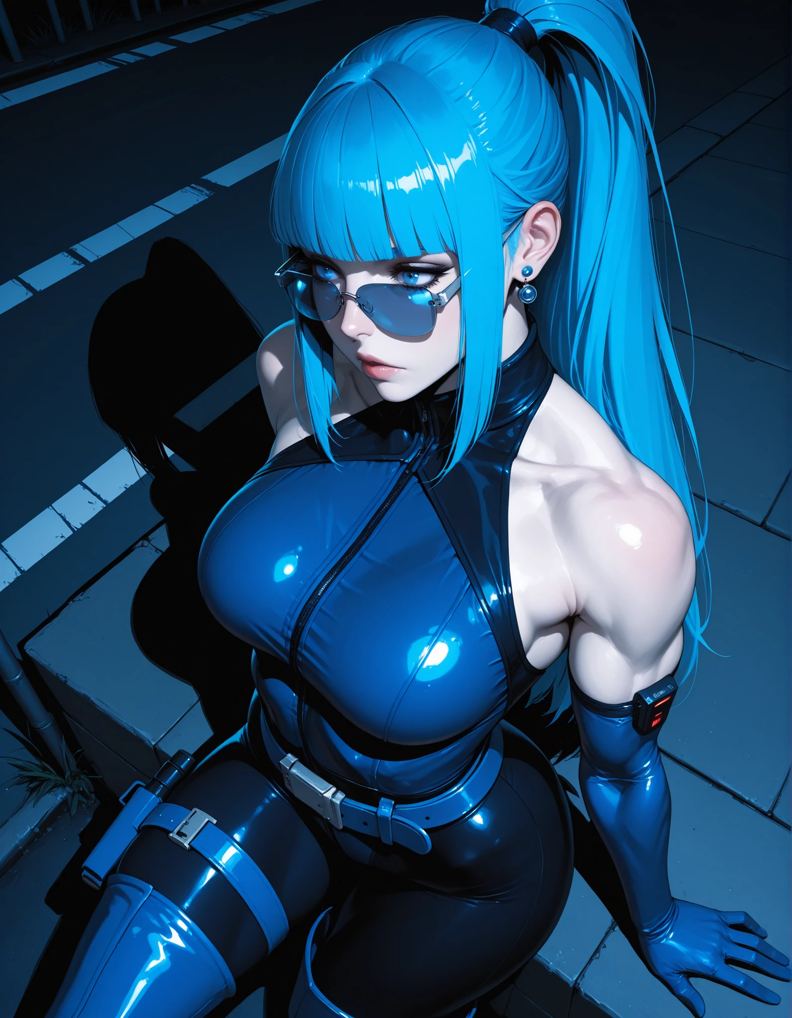 ((((dramatic))), (((gritty))), (((intense))),anime character,1girl,solo,light blue hair,long straight hair,hair covering eye's, wearing cross earrings,wearing a turtle neck, beautiful face, beautiful eye's, vibrant colors, night, highest quality digital art,beach,water splash art, Stunning art, wallpaper 4k,8k,64k, HD, unparalleled masterpiece, dynamic lighting, cinematic, epic