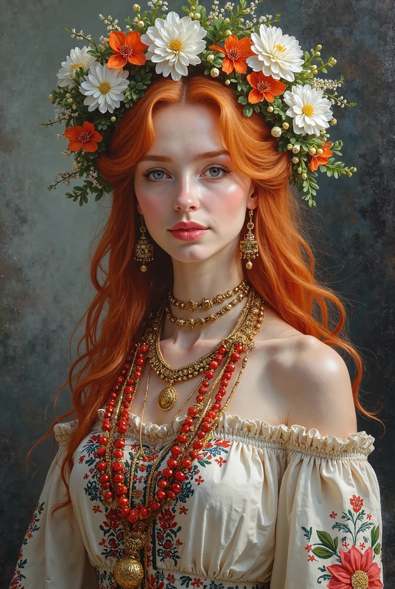 hyperdetailed photo of jp-Tut1a-2000,
"Copper Coronet"
Beneath the laurels of Athena's grove,
Her hair crowns her, a copper wreath.
In a tunic, pink as dawn's first love,
She is the breath where poets breathe.