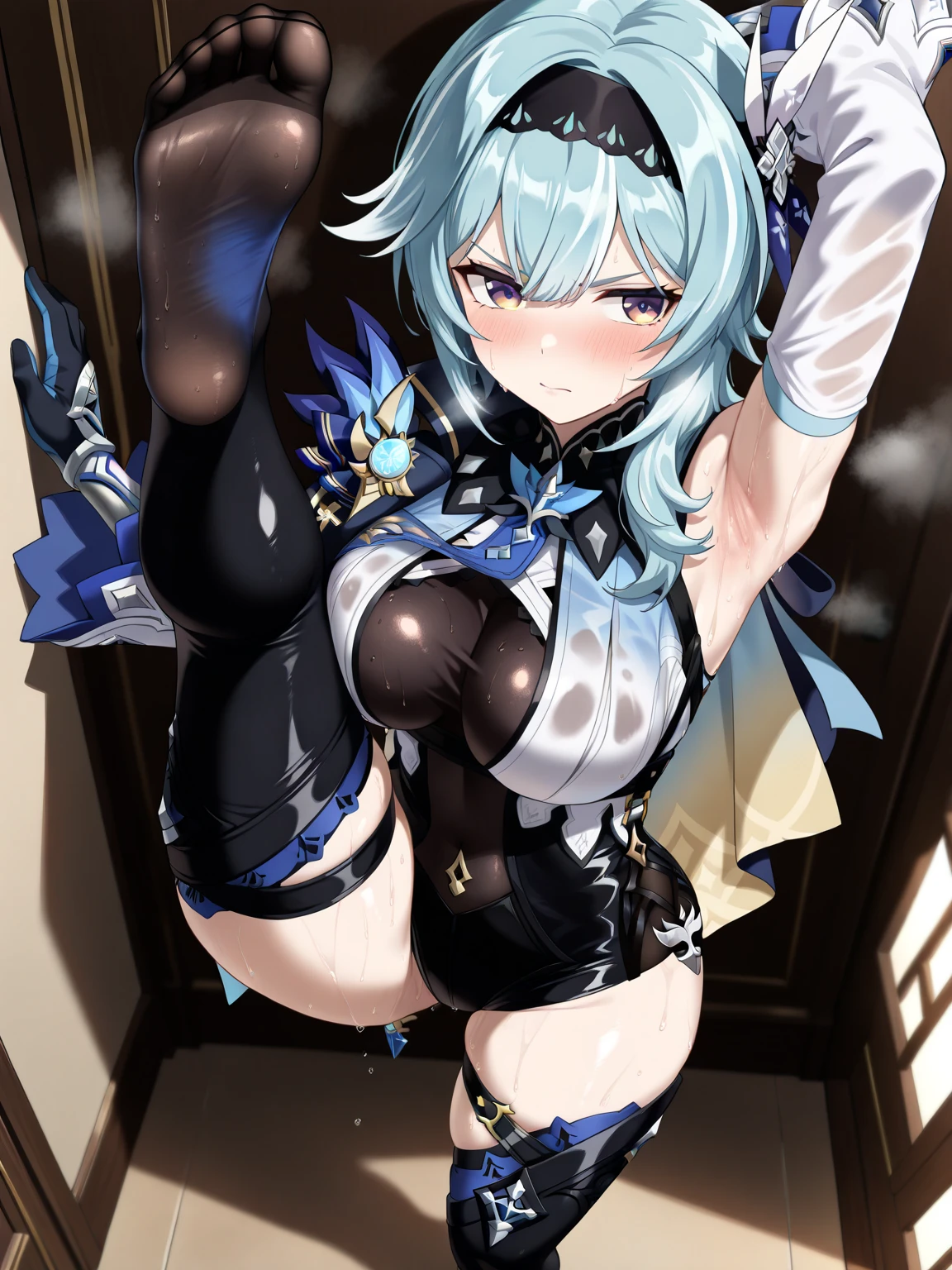 Kaguyalna, one person, alone, Virtual YouTuber, kaguya luna, chest, Twin tails, sash, heart, Bright Eyes, Knee socks, white backgrounだ, hair ornaments, Chest cleavage, White Eyes, simple backgrounだ, Blue eyes, No sleeve, Clothing cutouts, Chest cleavage cutout, blush, teeth, Hair Clip, Grey Hair, No sleeve bangs,Knee socks, Gray Hair, short hair, x hair ornaments, wrist ribbon, ribbon, blunt bangs、Pussy、Thick white love juice、Drip a large amount of love juice、orgasm、Background Nature、Intense masturbation、Intense masturbation、blush、Embarrassed expression、Sweat、Pleasure、Spread your legs、Spread your legs、orgasm、pee、incontinence、Put your finger in、sexual behavior、sex、Big Breasts、From below、Lacy white panties