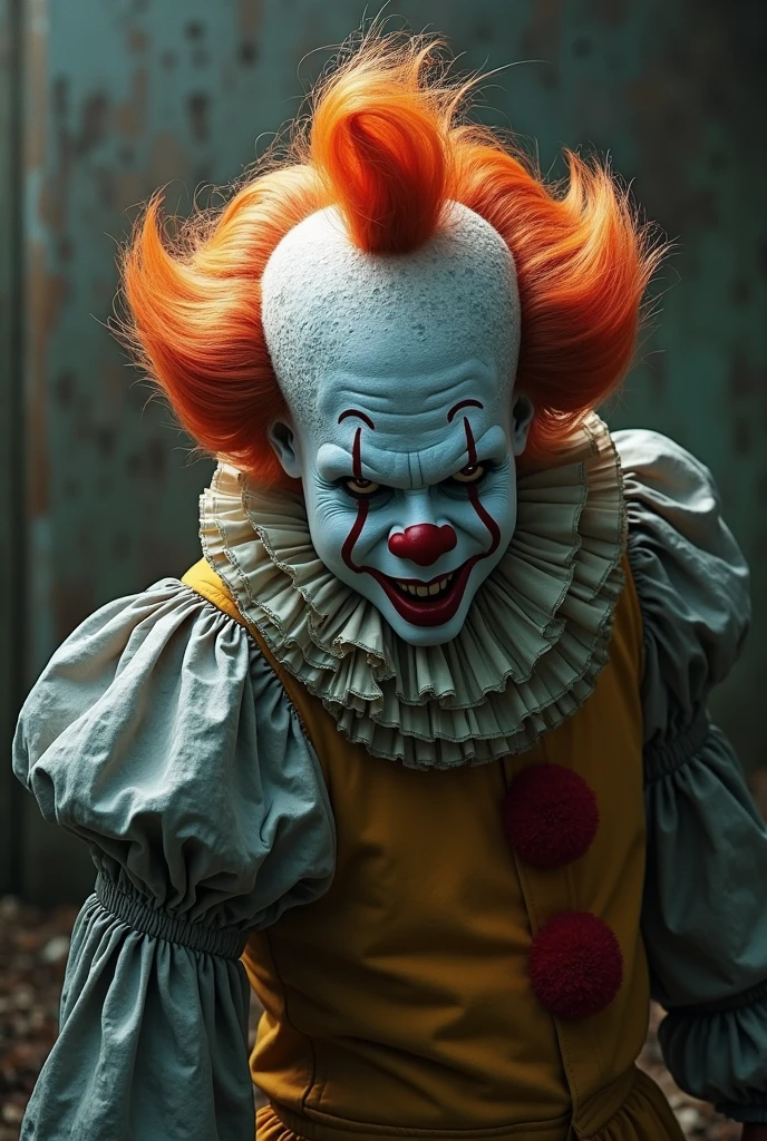 cinematic film still of  Cinematic, Grainy:1, Detailed, Sharp Image, of
 <lora:Kodak Motion Picture Film Style3:1>
Best Anamorphic-lens Cinematography a creepy IT clown with a red hair and a white face staring at someone with creepy yellow eyes in the night Anamorphic format Kodak Motion Picture Film Style, shallow depth of field, vignette, highly detailed, high budget, bokeh, cinemascope, moody, epic, gorgeous, film grain, grainy