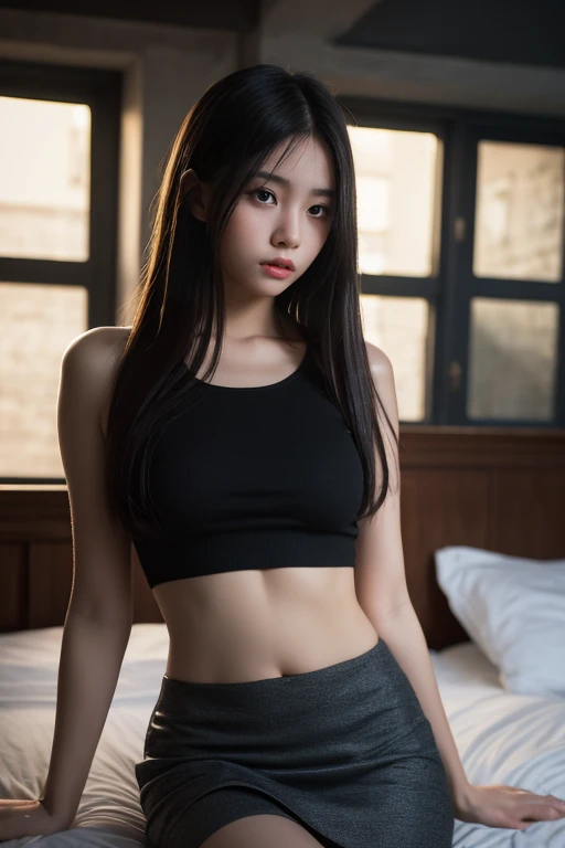 (Highest quality)), ((masterpiece)), (detailed), ((Cute 14 year old girl in a black camisole，The camisole is see-through and very sexy..2))，(((Very small breasts 1.5)))
Beautiful Face，Beautiful teeth alignment，Beautiful 8-head body line，Slender body，Beautiful long arms，Beautiful long legs，Long and supple hair，Shiny black hair，Embarrassed expression，blush，Thin lips，Beautiful shoulders，Beautiful clavicle、Woman sitting on bed，Excited，A lot of semen is scattered all over the woman&#39;s body，(((NSFW1.8)))，Lots of love juice，((Ahegao face of a woman climaxing 1.9))，orgasm，Open your mouth wide and stick out your tongue，Drooling，((((Spread your legs，Spread your legs仰け反る女性))))，Expressions of Ecstasy，Climax expression，blush，Crying face,A pose where you can see your anus clearly with your legs spread,