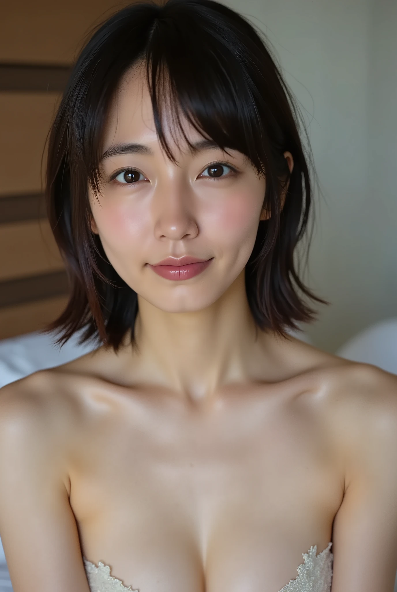 Browsing Caution, ( Highest quality, Realistic:1.4), (Glowing Skin), (Hmph, 8k wallpaper, High resolution), Perfect Anatomy, Cinema Lighting, Physically Based Rendering, Awards, Highly detailed skin, Highly detailed face, Beautiful eyes in every detail, Carl Zeiss 85mm F/1.4, Lie comfortably in bed, She is a very cute 25-year-old office lady........., (Pink wavy medium long hair(With bangs)), 豊満なchest, View from below, (Completely naked:1.5), (Dカップのchest:1.5), (short hair:1.5), (Face of ecstasy),(((In cowgirl style))), ((Top Girl)),((Completely naked without bra)), ((experience an orgasm)),(((Completely nakedで))),((Spread your legs wide)),((Asian Beauty)),((With an ecstatic look)),((Upper Body(chest)play)),(((Place your arms behind your back、Spread your legs in an M shape))),((whole body、So you can see all the way to your toes))