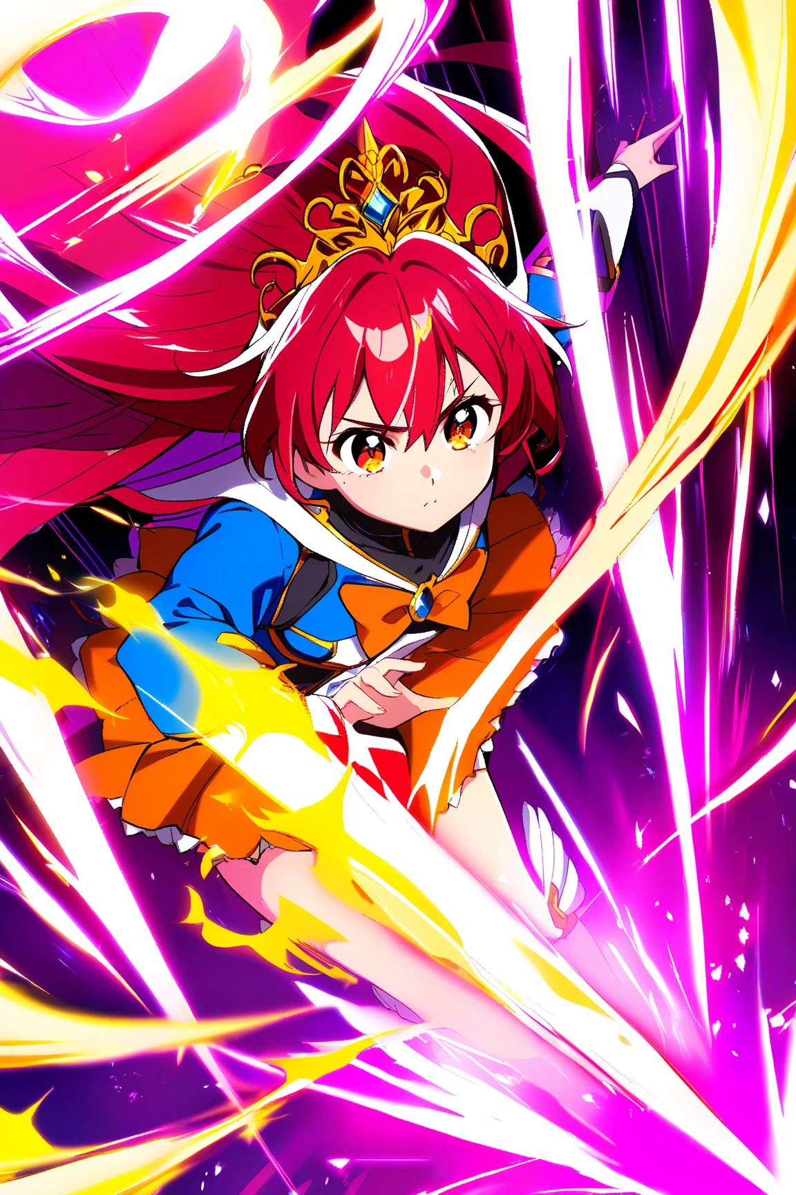 magical girl, dynamic pose, 1 girl, red theme