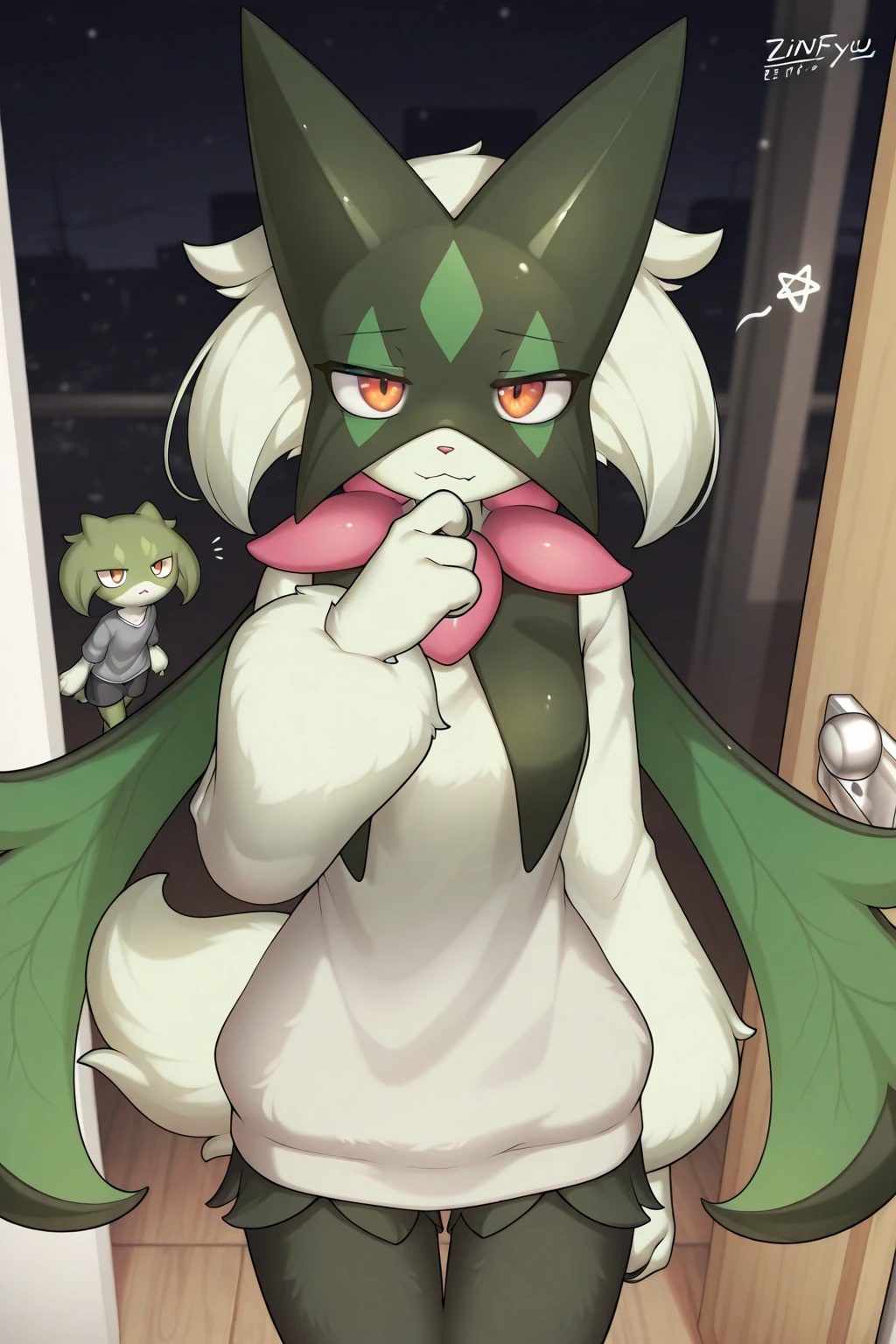 in a forest, rain, rainy, wet fur, Highest quality, High quality illustrations, masterpiece, Ultra-high resolution, Detailed Background, Absurd, Perfect Anatomy, Good lighting, Shadows in the movies(kemono, Furry PersonifiCation), Meowscarada, NSFW, tits, on knees, first person view, giving viewer oral sex, smug smile, horny grin, tongue out, licking penis, naked, human penis, blowjob, penis in mouth, cum in mouth, deepthroating penis