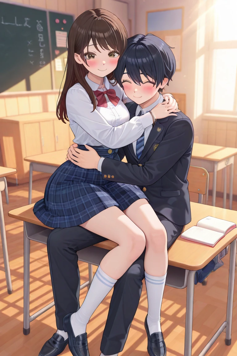(1 man:1.8),The man is teacher,man is 50 year old,(man is smile:1.2),many is black shirt,(man show briefs:1.4),(the man is fullnude:1.2),2 girls,group,A good friend, office, sitting office chair, 15 year old, (Small breasts:1.3),(skinny:1.2),AKB48,nogizaka46,(navy blue blazer,white blouse,checked mini skirt,red ribbon,high school uniform:1.1),smile,beautiful girl,highest quality,High resolution,be familiar with,perfect anatomy,beautiful and fine eyes,(school:1.3),(classroom:1.5),(many student:2.0), Chair,Desk,laptop,(short ponytails:1.2),(black tights:1.2),(smile:1.2),(open legs:1.3),(cowboyshot:1.6),Young beauty spirit ,bsp,(full-face blush:1.5),(smile:1.2),anguish,(public indecency:1.0),(cry:1.2),(I'm on the phone:1.5),(front view:1.0),(Calling on smartphone:1.8),(hold a smartphone in hand:1.9),(handjob:1.5),(girl is fullnude:1.8),(show pussy:1.4),(skirt lift:1.4),