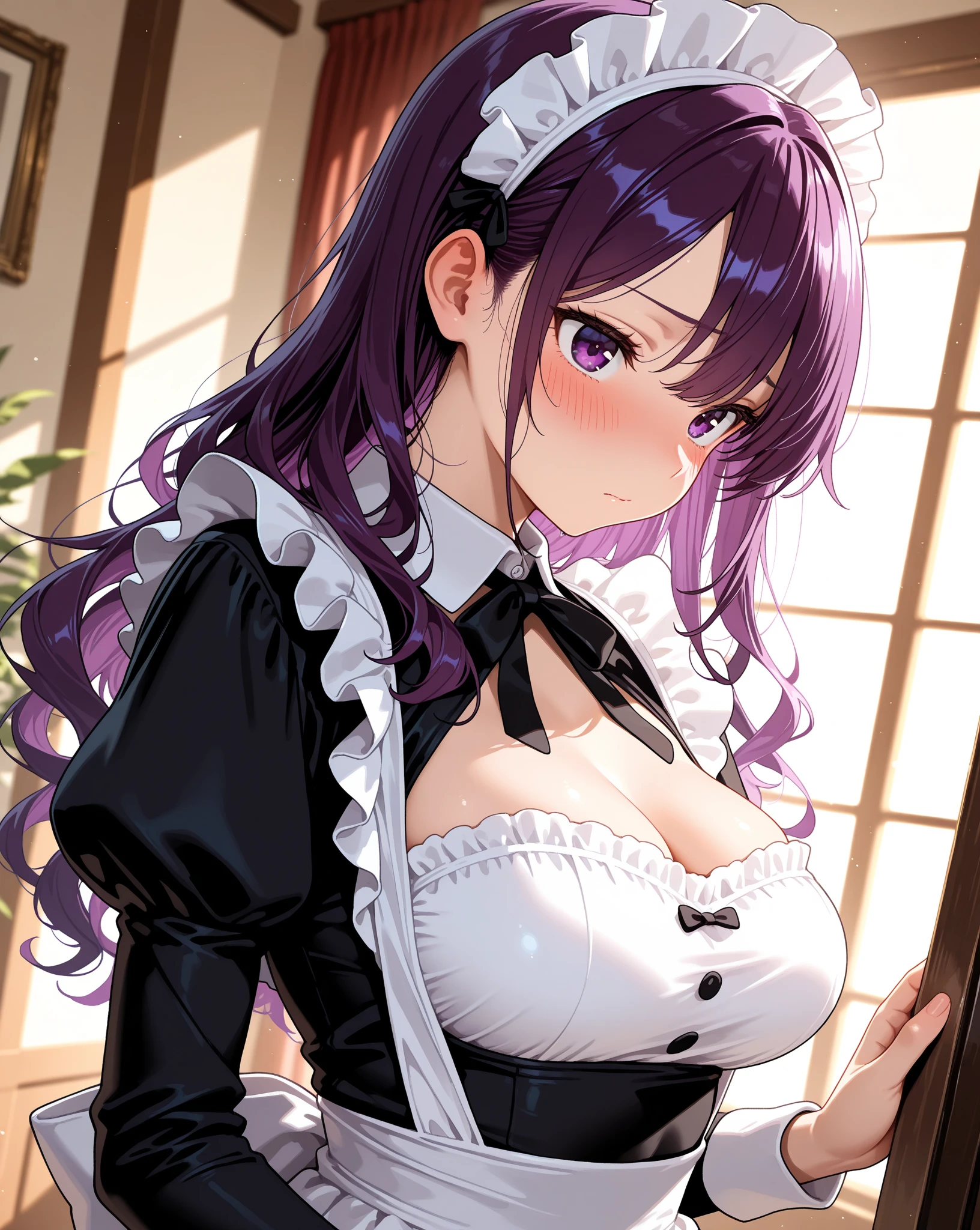 (Unity 16K Wallpaper, Masterpiece, Best Quality, Ultra-Detailed, Extremely Detailed CG, Caustics, Cinematic Lighting, Detailed, Beautiful Detailed Eyes, NSFW: 2.0), Ultra High Resolution, Fine Skin, (Cute: 1.2), (15-year-old girl), ((maid: 1.2, meid apron: 1.2)), ((fine background writing, saturated, strong light, sexy maid)),