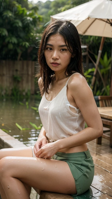 wanita asia berak di sungai