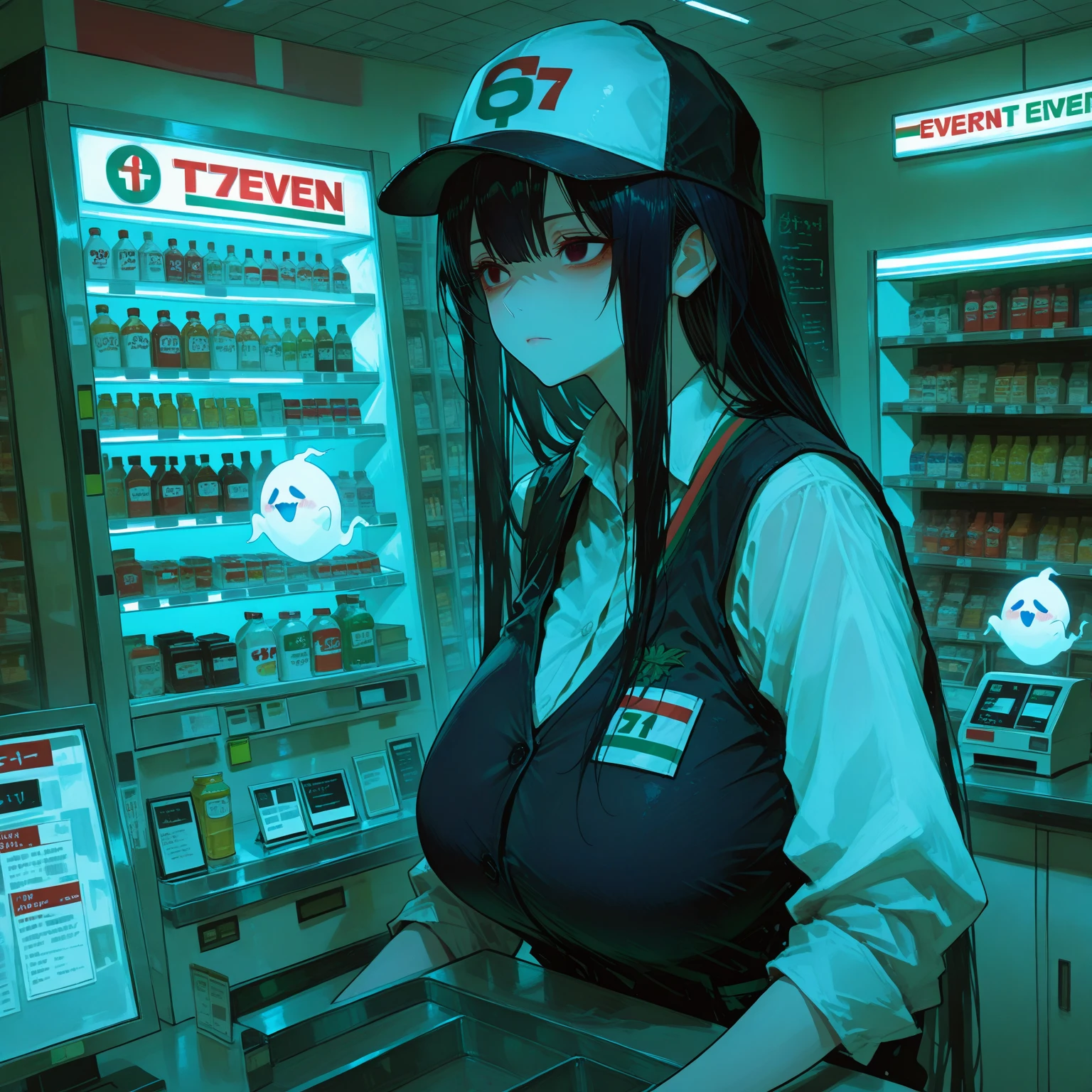 ((best quality)), ((highly detailed)), masterpiece, absurdres, (detailed eyes, deep eyes), <lora:more_details:.6>, (1girl), upper body, <lora:Nel:.9>, nel, nelliel tu odelschwanck, aqua hair, long hair, hair between eyes, hazel eyes, skull, facial mark, large breasts, smiling, (((green clothes))), ((torn clothes)), short sleeves, underboob, midriff, barefoot, (inside, at an arcade)