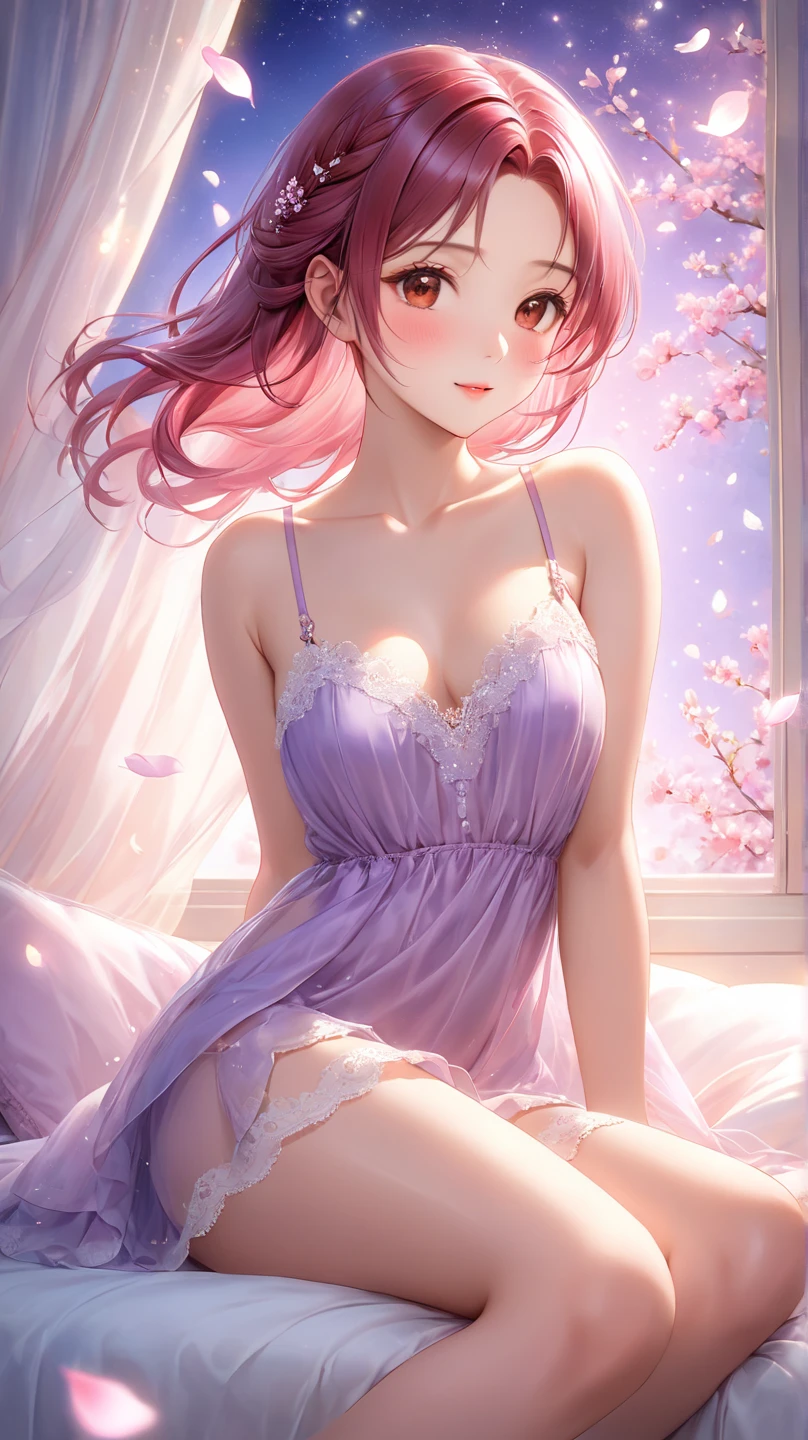 pink、Prostitute、Evening Dresses、Smile、Sleeping together、Big Breasts