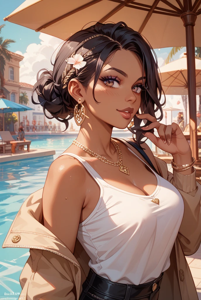 1female,age 25,slim,breasts big,long breasts legeig thin waist,Pornographic exposure, standing alone,(background with:Forest of Bambu,Stand in a sea of flowers,in the summer) She has short black hair,standing,sweat profusely,soaked all over the body,seen from the front, Twist the cloudy and braided sky,(((Masterpiece artwork),(very detailed CG unit 8k wallpaper),best qualityer,cinematic lighting,detailed back ground,beautiful detailed eye pupils,(Very thin and beautiful),(Beautiful and detailed description of the eyes),ultra - detailed,Masterpiece artwork,)),Facing the camera directly,A high resolution,ultra - detailed),revealing genitalia on the chest, femme,camel fingers,Raised sexy,Ruddy complexion,Open-mouthed,facade,athene,elementary student(using:seaman uniform,blackstockings,)nakeness,upper body photos