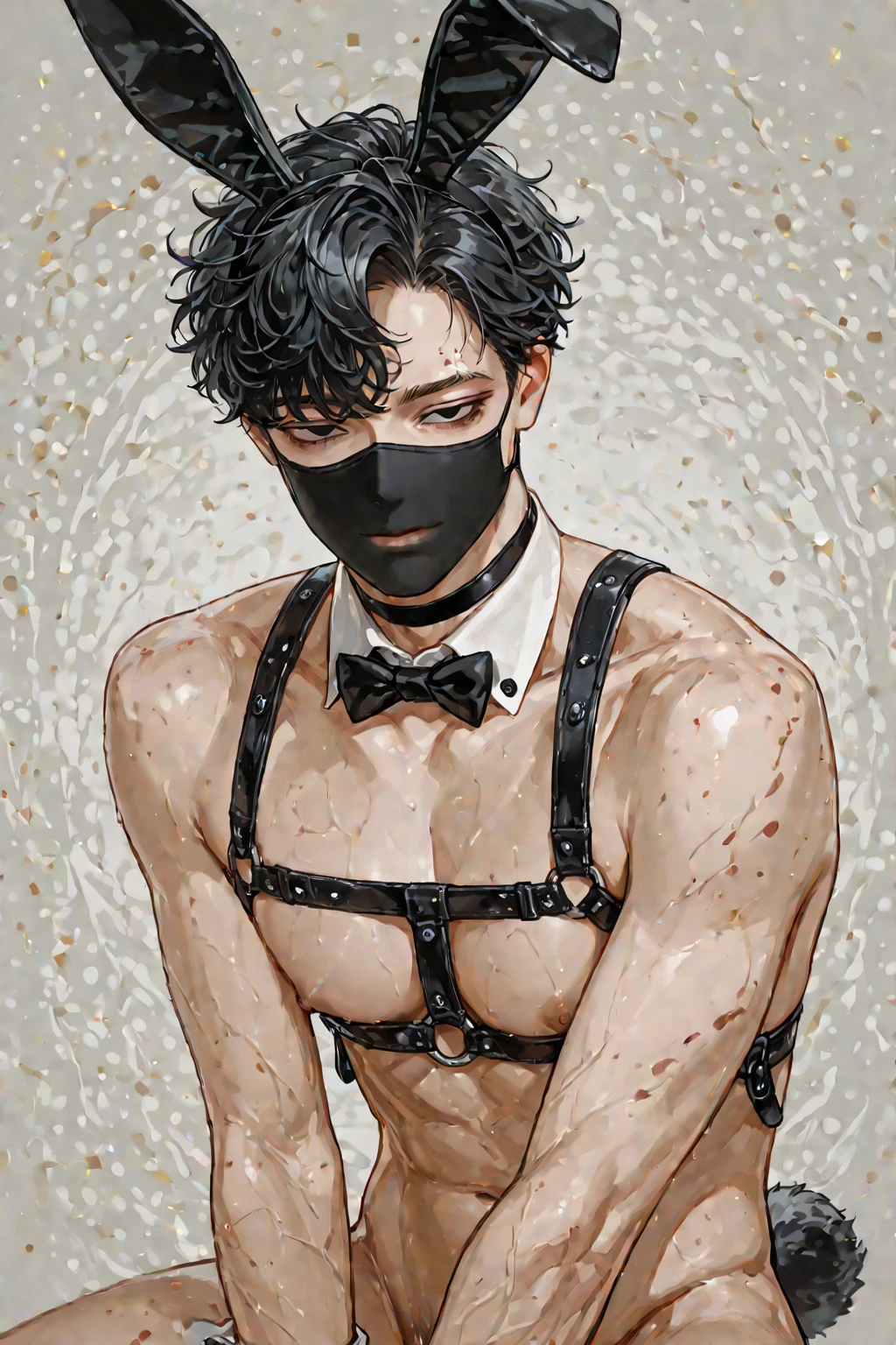 Male arab modern terrorist, terrorist, black balaclava, black bandage, black clothes, thin waist, skinny body, femboy, light skin, makeup, black eyeliner, big eyelashes, black eyeshadow, metal choker,  light tanned skin, bed, 1boy, penis, penis in ass, gay sex, sex