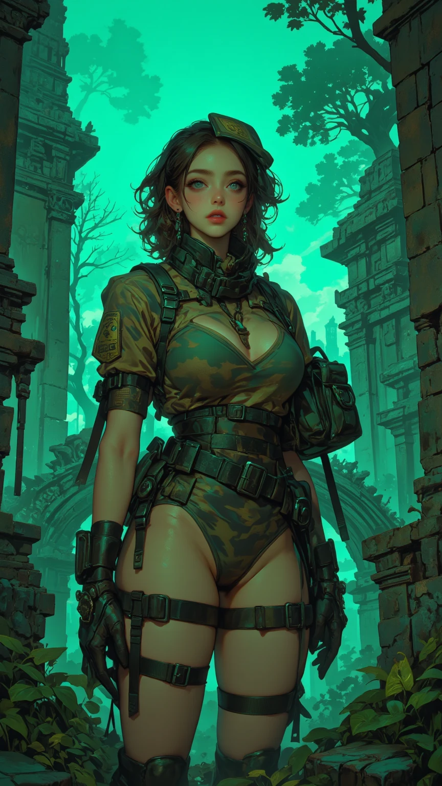 score_9, score_8_up, score_7_up,
beautiful aesthetic, very intricate, high quality details,
vibrant, highly detailed, award-winning, professional,
1girl, mature female,
soldier, military uniform, military jacket, military hat, skirt,
military equipment layout, thigh holster, holster,
heavy-rain, rain, wet clothes, wet hair,
outdoors, forest,
dynamic angle, cowboy shot, serious, detailed eyes,
<lora:Smooth_Mix:0.8>, ultra realistic, masterpiece, high detailed skin