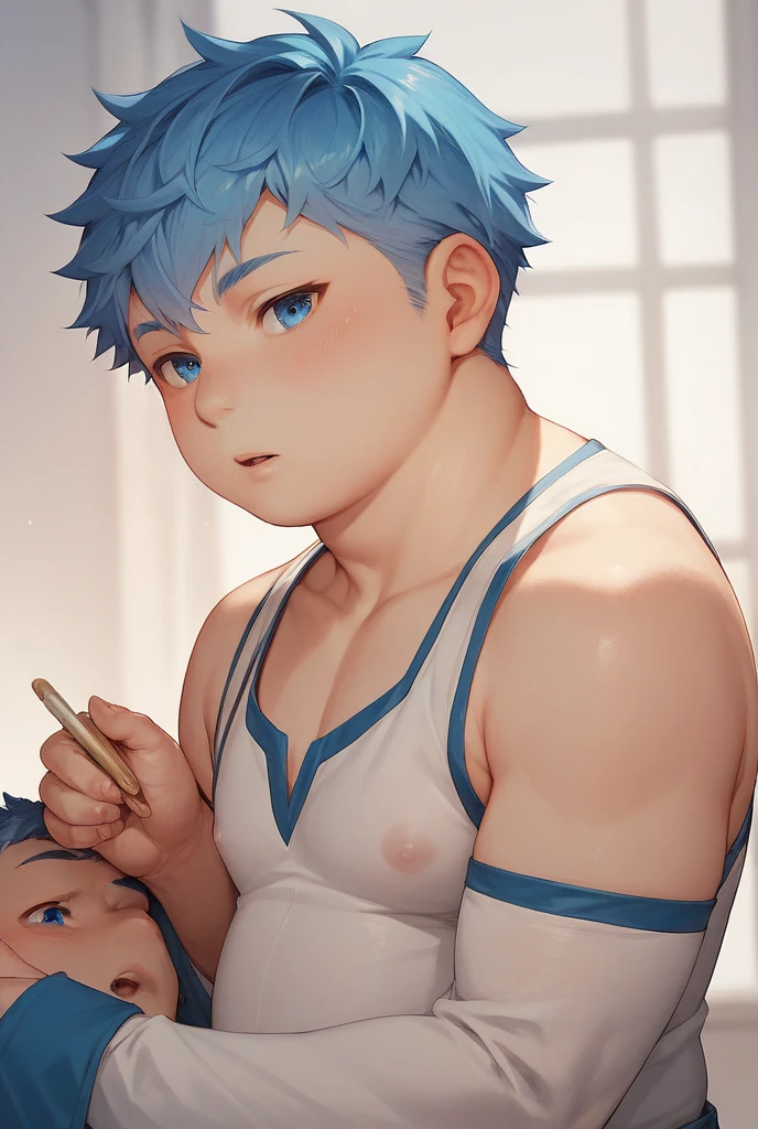 beautiful, chubby, (very short hair),pudgy face, (naughty) (high school students),((young)), (androgynous), (boyish), (handsome), thick, (shota), overweight, (beefy), (nipples), (cute), (little brat), (naughty brat), (へそ), (ぽっちゃりした体), big belly, (汗ばんだ体), (臭そうな体), 