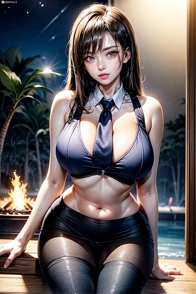 masterpiece, best quality, Full-HD, nsfw,
(extremely detailed face, exact 5 fingers, accurate depiction of the human body:1.2),
(1 girl), solo
BREAK
girl, (18yo:1.2), natural makeup, glossy lips, baby face, (round face, kawaii:1.2),
{(almond eyes, cyan eyes)}, (beautiful detailed eyes, japanese girl, looking at viewer:1.2),
(fluffy huge boobs, sagging , big areola), plump, voluptuous, (wide hips, thick thighs:1.2),
lustrous skin, shiny skin, sweaty skin,
{(short twin tail hair, midnight blue hair:1.2), straight hair, baby blue hair-ties}, parted bangs,
{school uniform, white long sleeve collared shirt, (unbutton)},
(not wearing bottoms, barefoot, bare legs:1.2), (dark blue pubic hair, pubic hair peek),
(red stripe pattern narrow neck ribbon), silver hairpin
BREAK
{(black outer camisole, short length, underboob, thin fabric)}, (cleavage, covered erect nipples:1.2),
{(white thong, solid, skindentation, glossy, thin fabric, cameltoe)}
BREAK
(shy smile, embarrassed smile, seductive smile, aroused), parted lips, good eyes,
kneeling on the bed,
tying hair with both hands
BREAK
(at night, in the love hotel:1.5),
white lace curtains, tied dark red curtain, bedside lamp light,
focus to face, depth of fields