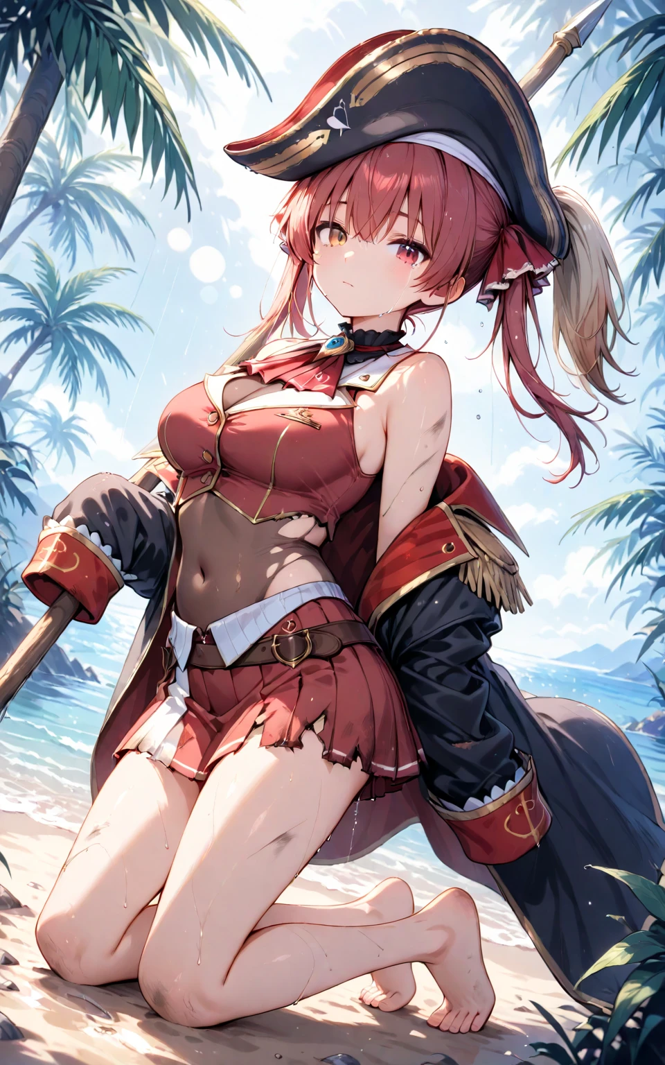 Milly\(milly)\, ponytail, brown eye, (anime, drawing, anime style:1.3) <lora:Milly_The_Aristocrat_s_Otherworldly_Adventure_Serving_Gods_Who_Go_Too_Far-000011:0.85>, beach background, posing ,masterpiece, more details, more lines
