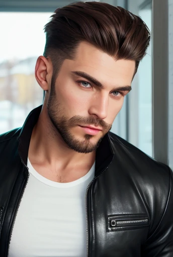 a handsome and badass jew man focus on his face