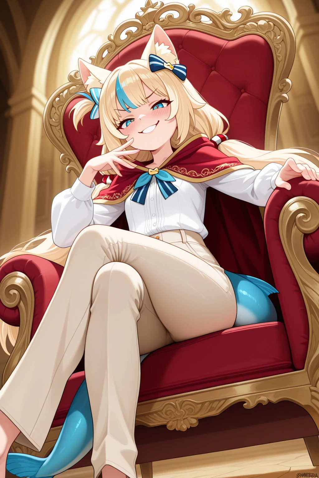 exposed ,Exposed genitals,Detailed details,Artoria Pendragon,Skinny fishnet socks,Kizi ,diadems,choker necklace,ear jewelry,sitting on an royal throne,Golden hair,Golden pupils,diadems,queen,palaces,Tulle coat,Clothes open,Gorgeous short skirt,Golden pupils,Leg to knee,with thin legs,white legwear,without wearing shoes,fresh flowers,8K,Lewd expression,Blushing,