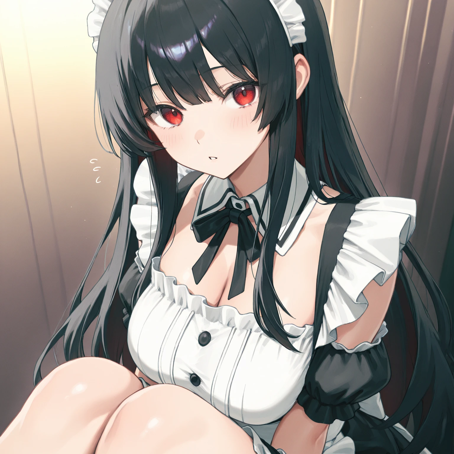 nsfw,(((semen))),bukkake,1 girl,maid outfit costume,gokkun,cum in mouth,cum on breast,cum on head,facial,from above,wariza