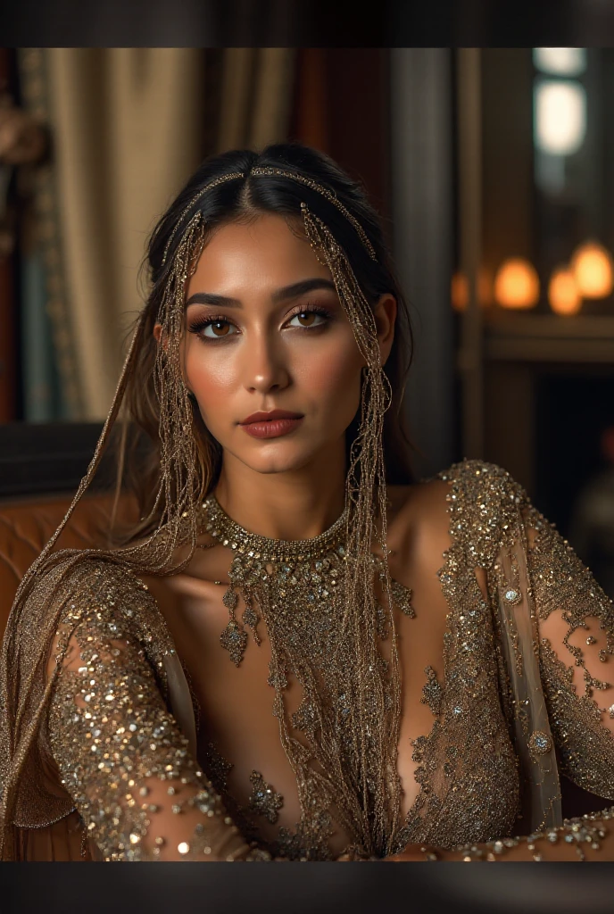 A beautiful, elegant housewife in a cozy and stylish interior, (best quality,4k,8k,highres,masterpiece:1.2),ultra-detailed,(realistic,photorealistic,photo-realistic:1.37),HDR,UHD,studio lighting,ultra-fine painting,sharp focus,physically-based rendering,extreme detail description,professional,vivid colors,bokeh,portrait,intricate details,chiaroscuro lighting,dramatic lighting,warm tones,glowing skin,luxurious fabrics,detailed jewelry,seductive expression,perfectly manicured hands,flowing hair,alluring gaze