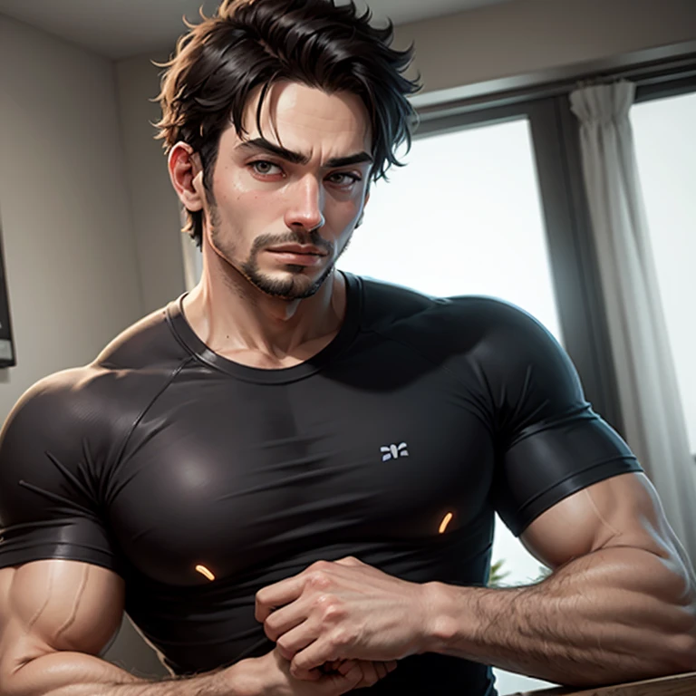 Male ninja in spandex, handsome, high detail, wet