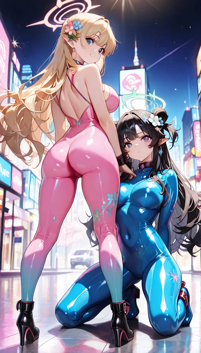 ((masutepiece)), ((High quality)), ((super detailed)), ((High resolution)) ,((8K)),Beautuful Women, ((She is one of the most famous actresses in Japan.)), Unparalleled beauty, ((Huge breasts:1.4)), , ((big butts:1.2)), ((Deep cleavage)), Slim waist, Chest out, hyperdetailed face, Perfect Skin, (((waist-length hair, long light brown straight hair, hime-cut))), Light blue eyes, Detailed eyes, Whole body image, Sexy, An inviting smile, , (((Anime))), ((Glamorous)), Sexual attraction ,23 years old, ((信じられないほどBeautuful Womenたち)), ((H Cup Bust)), ((((Sexy pose)))), ((Neat and clean.)) , (((power ranger))), heroine, (((High leg leotard powered suit, White line on pink powered suit:1.2))), ((rescue team members'ample breasts, beauty legs, 8 life-size, Anime:1.4, Wet, The most beautiful、Strongest, ((charm)), ((Russian Beauty)), ((Gravure Pose)), Secret meeting with a lover, ((How to paint in anime style)), up chest, digital quality, NSFW, Lesbian sex, Beautiful women passionately kiss each other, rub one's breasts,