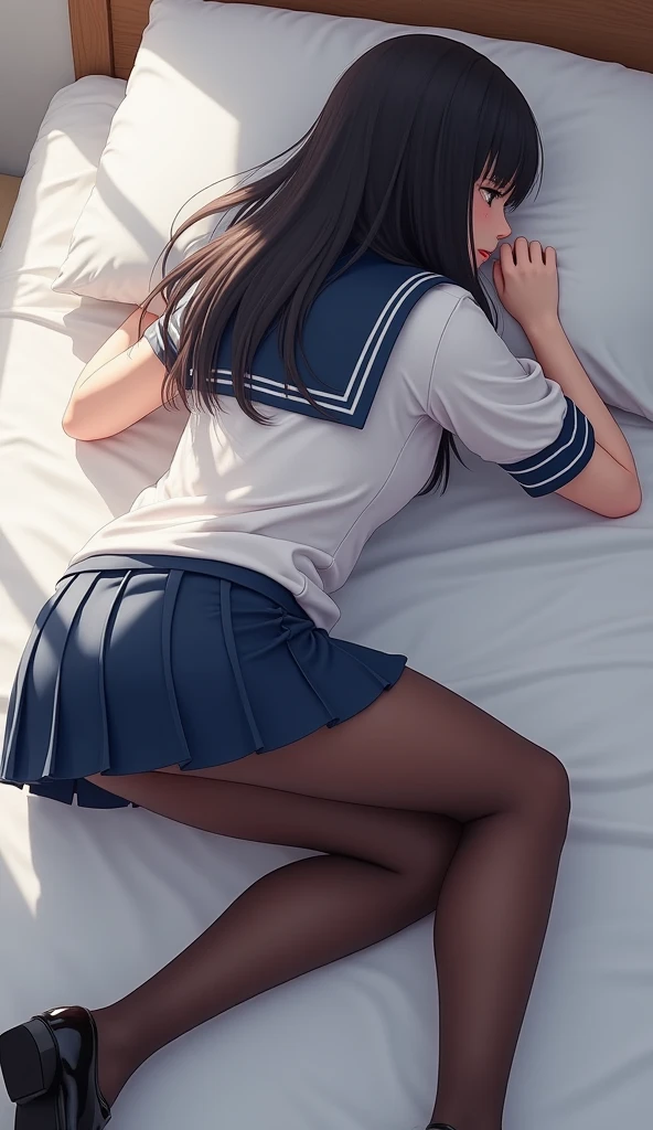 Cowgirl, gray shirt, open chest, gray panty, turn back, show her butt, drop underwear, sleep on bed,