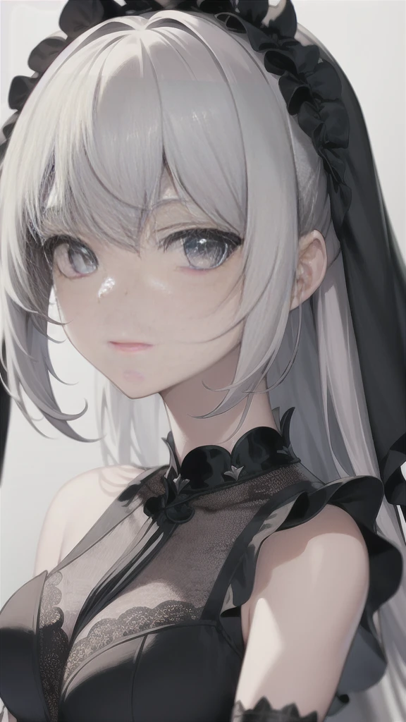 Black and white-silver tones、Hell、purgatory、Mozart's Requiem、Mystical、horor、gotik、darkness、karo、badas、epidemic、ruler、Pitch Black Darkness、hopelessness、lamentation、oppression、nothingness、intense cold、Black Ghost、Adult female mature woman in her 40s、Queen of the Dead、Persephone、hades、awe、immortal、draconian、Awe-inspiring Hall々、Proud、noble、dignity、solemnity、Bewitching、hatred、Gorgeous dresses、jewely、ruthless、greed、3-point live method、Oil Painting、Best Quality、hight resolution、foco nítido、Portrait of Queen D，Highly detailed footage of the Queen of the Dead，Stunning portrait of the Queen of the Exparted，Portrait of the Queen of the Dead，Full body close-up of the Queen of the Dead