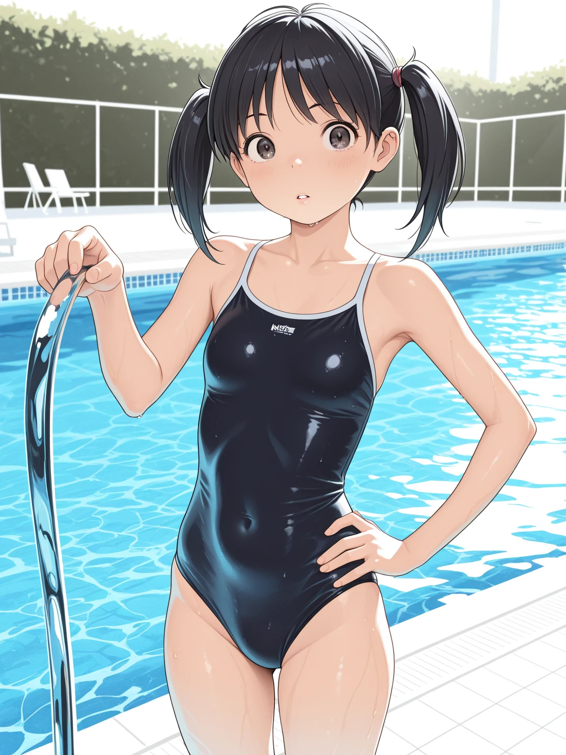 Browsing Caution、Sit by the pool、Open your legs in an M shape、School Swimsuit、