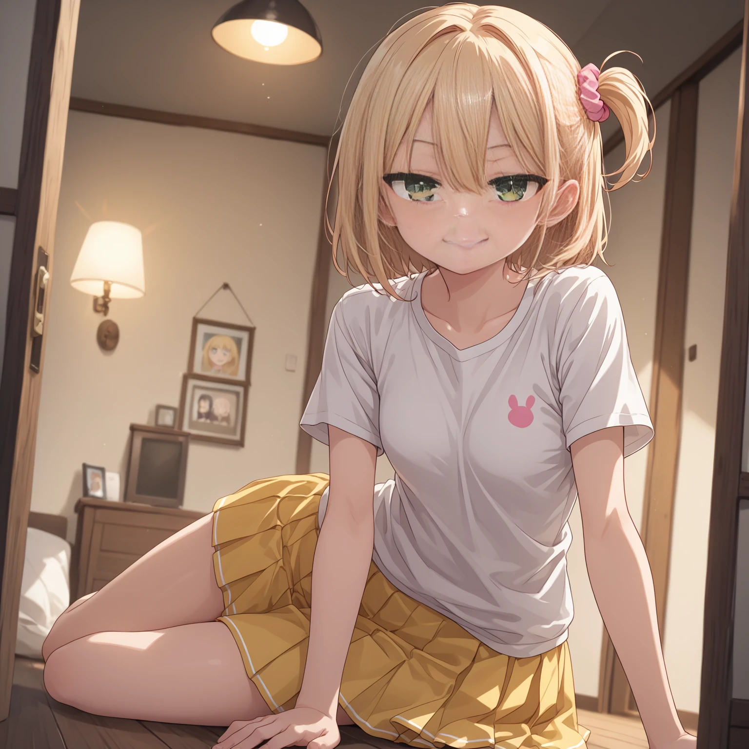 best quality,1girl,((little girl,small breasts,loli:1.3)),curvy,((orgasm,blush,saliva,saliva trail,ahegao:1.3)),angry,sweat,Sakurai Momoka,blonde hair, short hair, ((white tank top,pink skirt,mini skirt,lift skirt,upskirt,kneehighs,vagina:1.1)),((squatting,open legs:1.1)),forest,forest林,((((have to pee)))),Pee,Urinating,wet,pubic hair,see through,erect nipples