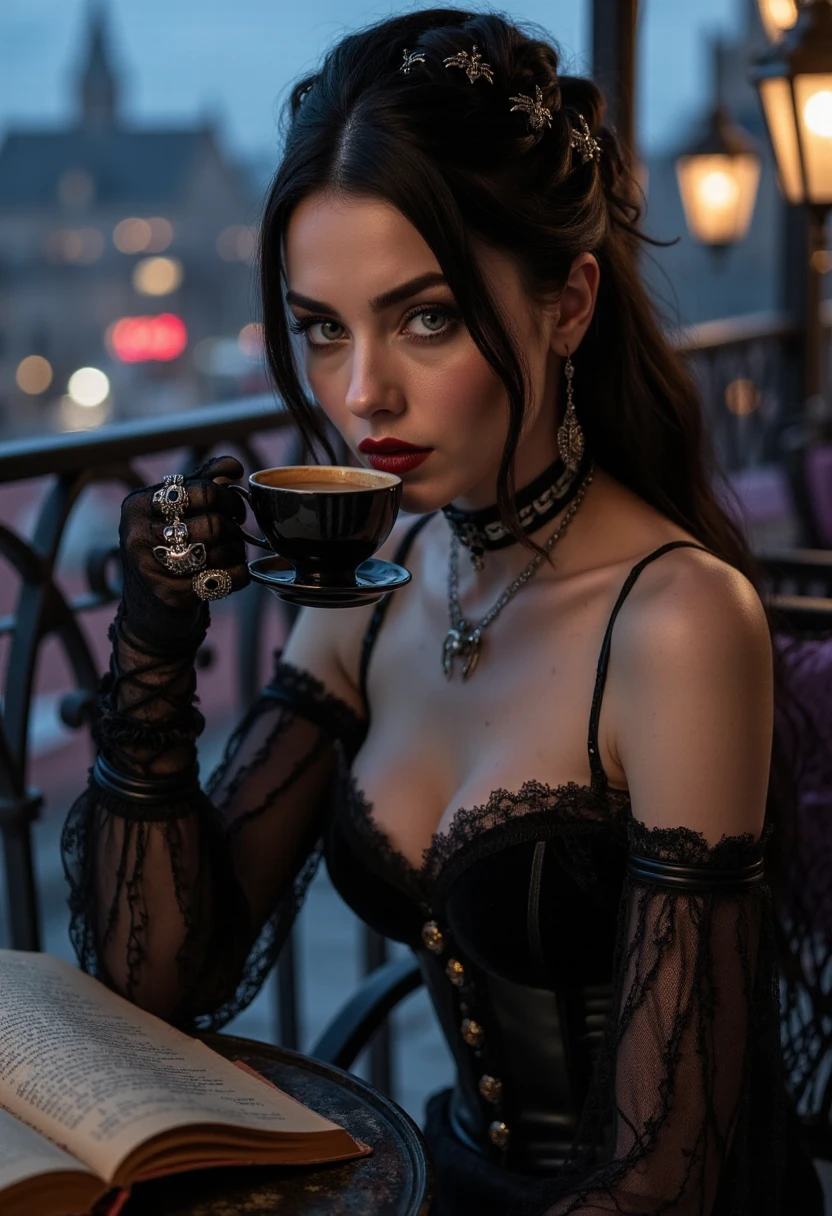 A terrifying female creature, humanoid, without horns, who loves tea 