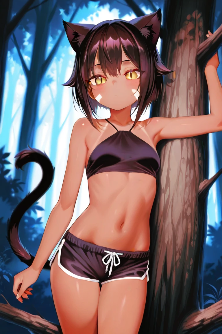 top-quality、(((((1girl:1.9)))))、(((((from side)))))、(((bust shot)))、1girl middle、
super detailed skin、detailed、beautiful detailed eyes、Horse ears、((30 old year))、((cool face))、(tall)、(slender:2.0)、
((arched back))、(((Lift your chest with your arms)))、((clear shadows))、looking at viewer、pool、

The eye\(tsurime\)\(upturned eyes:1.3\)\(tearful:1.3\)、((A very embarrassed expression:0.5))、
a necklace\(Has a small\)、a choker\(coll\)、EAR ring\(ear\)、

((taut round chest that does not lose its shape,:2.0))、(underboob:1.9)、(sideboob:2.3)、(cleavage:1.9)、
(abs:0.1)、((six pack abs:1.2))、


skin(dark skin:1.7)、stomach、 line、(gleaming skin)、(small face)、(collarbone:1.1)、
ponytail、flipped hair、black hair、middle hair、long hair、Braids\(left and right\)、
tattoo\(shoulder\)\(breastsout\)\(lower back\)、((narrow waist:0.3))、

bikini\(((((Swimsuit small to the limit\)))))\((highleg:0.3\))\((side-tie:0.3\))\((Simple thin string\))\(A black\)