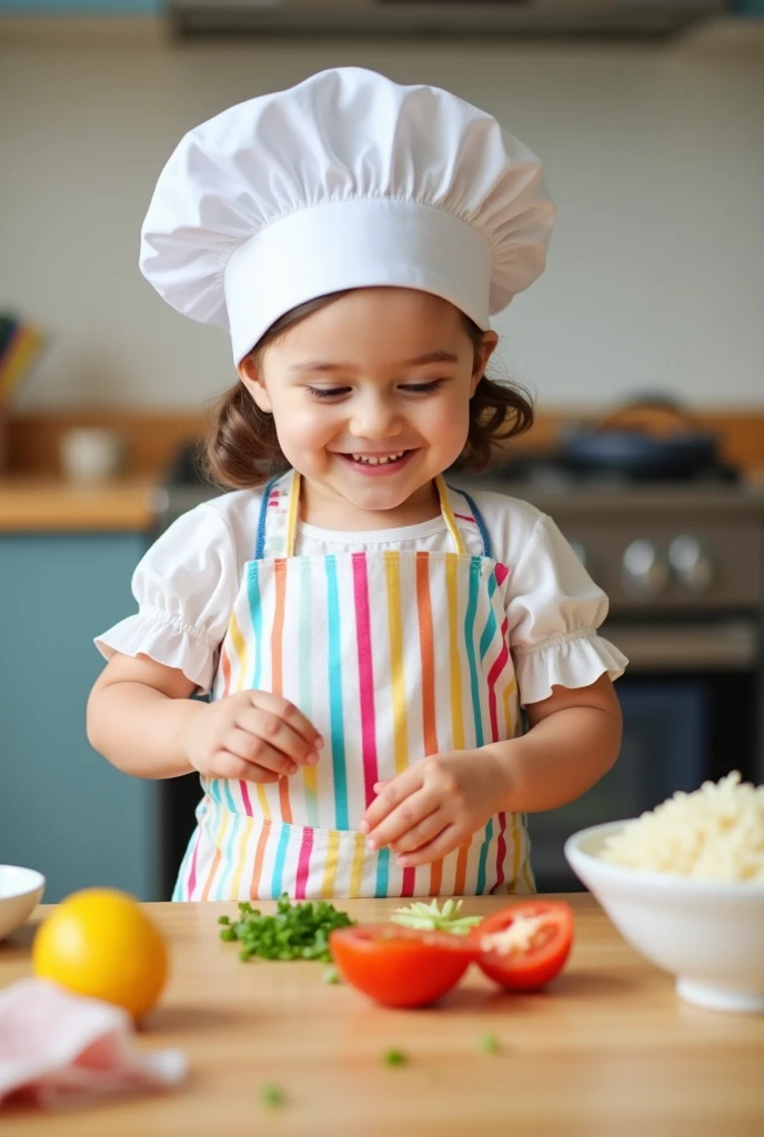 (best quality, masterpiece), 1girl, chef hat, dinner, looking at viewer,