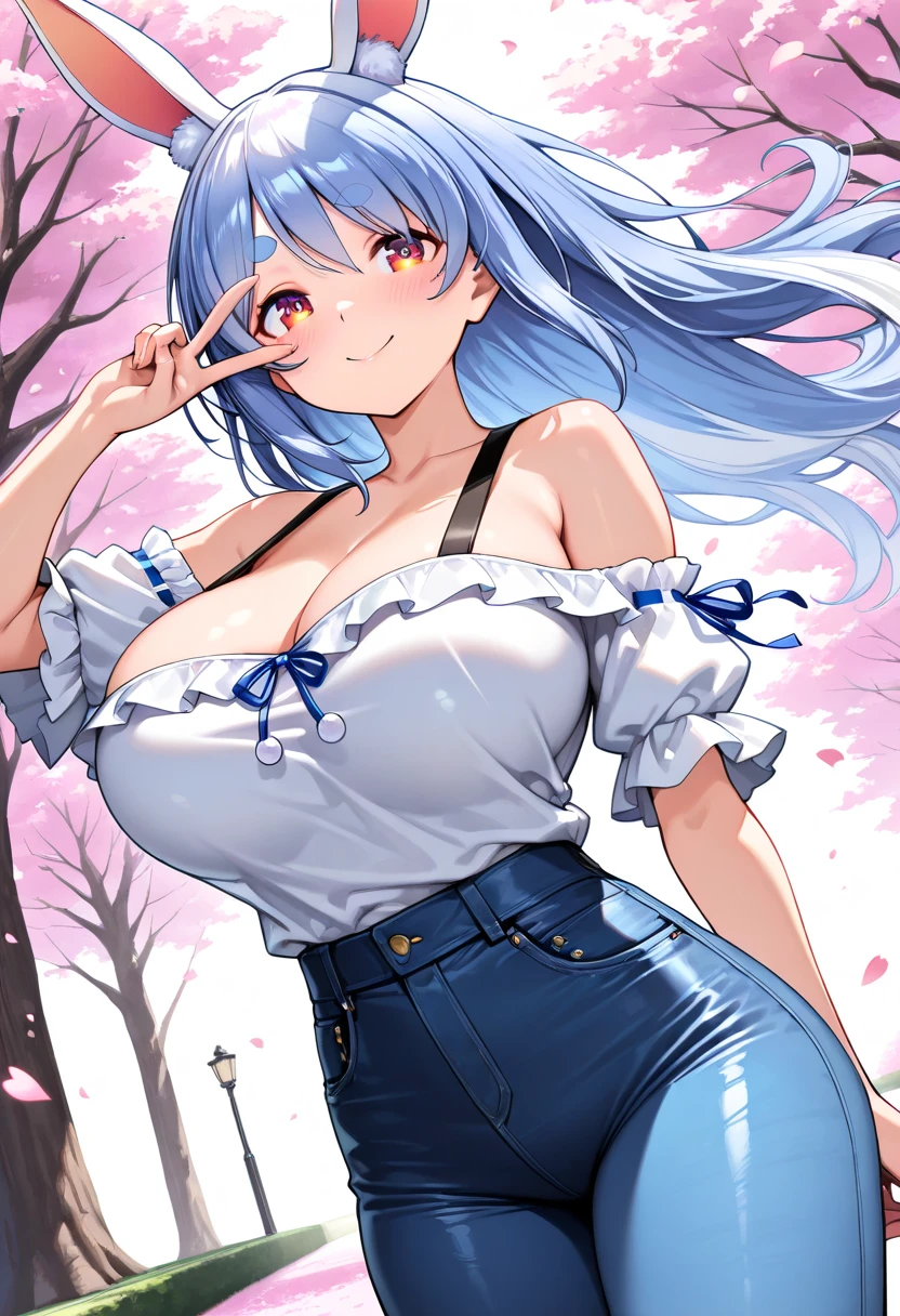 Bigbreast,white short hair,blue eyes,show fang,look at viewer,cute
