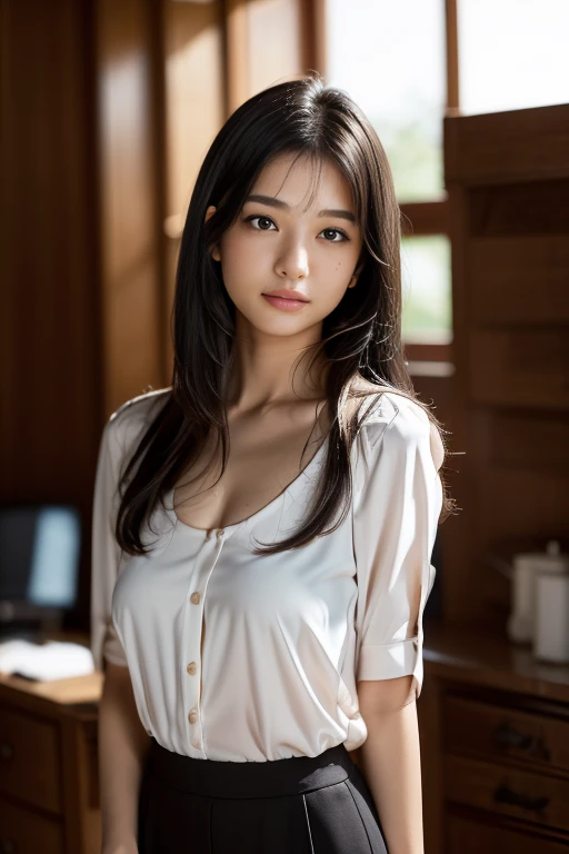 (((masterpiece、Highest quality、Very detailed、Artistic lighting balance that brings out the best in your model、Perfect Anatomy)))、(Surreal)、(Upper Body:1.5、high school girl、Great balance of facial placement)、(Highly detailed CG illustrations)、(Very delicate and beautiful)、Realistic quality、Realistic atmosphere、Realistic human texture、Realistic human touch、Realistic facial muscles、realism、Absolute rules、最高masterpieceのバランス、The most beautiful composition of a woman、Realistic creation and expression、