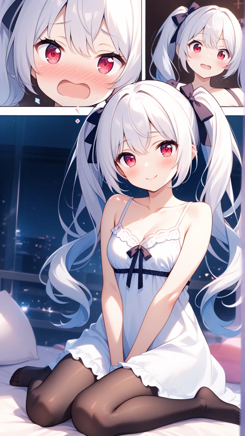 (Masterpiece), (Best Quality Anime Illustration), (Super Definition), One Girl, Solo, Beautiful Girl with Silver Hair, Anime Loli, Cat Ears Loli, Sexy Swimsuit, Bold Pose, Beach