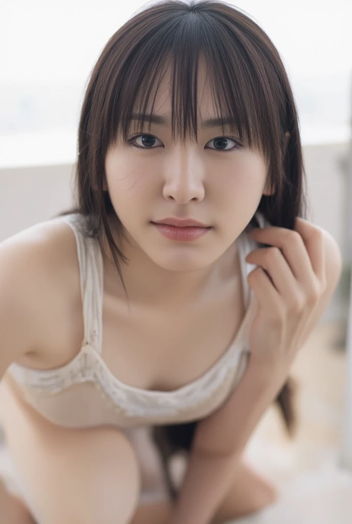 (((photorealistic))), ((realistic)), (ultra high definition), best quality, masterpiece, ray tracing, japanese female, ((super fine face)), 1 girl, Stand in front of a mirror