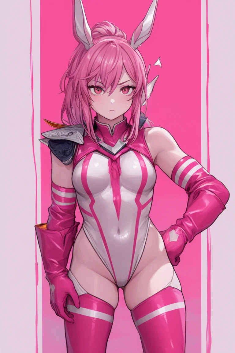 1girl, solo, mature, blue eyes, pink hair, looking at viewer, futuristic, illustration,<lora:jemAndTheHolograms_1:1>