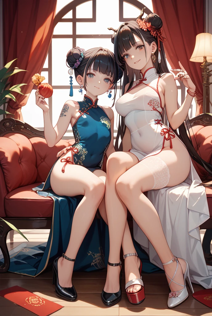 (8K ,Hyper-detailing,Ultra photo realsisim,Best Masterpiece,naturey,Perfect artwork,Perfect female body),Two cute busty girls ,(large tities),Antique flower wedding,Antique flower wedding,Chinese red wedding dress,Phoenix Guanxia,Stylish hairstyle,Elegant and sexy bride,On a quaint street,Dress up in a sexy vintage red wedding dress,Built-in thong panties,Large cleavage,,Stretch meat,Raised sexy,The kinky is exposed ,tit,full body shot of
