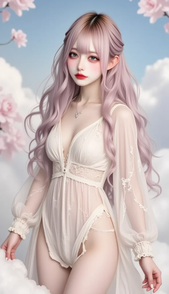 (tmasterpiece, top-quality, Ultra-detailed:1.3),1girll,(18 years old),(perfect anatomia),A pink-haired,photography of,Mannequin,Lace,lacepantyhose,perfectly proportions