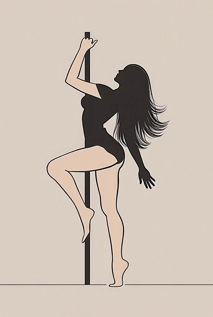 Please draw me an Asian girl. is pole dancing and wearing tight clothes that suggest her butt is very big