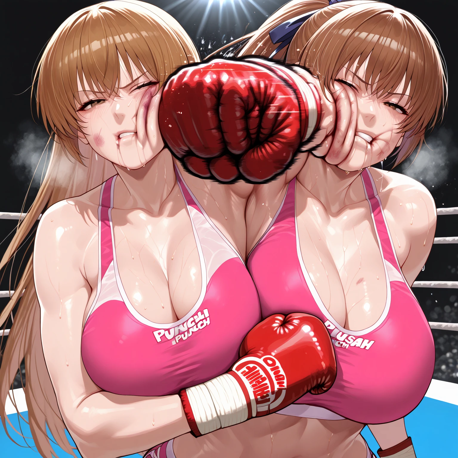 Punch target breast , Kyoto animation , Nsfw , Women boxing , Leotard swimsuits , boxing rings, huge breasts.
