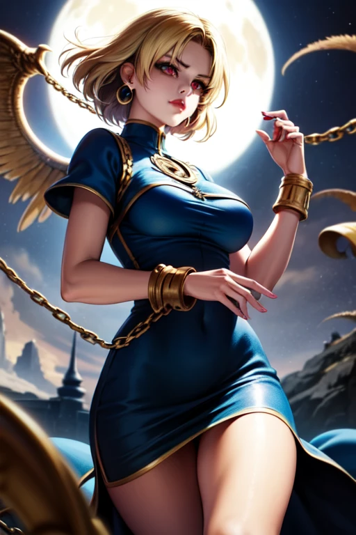 mulher loira, de descendencia inglesa, de roupa estilo oriental preto chines, xianxia de corpo inteiro, asas brancas angelicais, decote, expressao nervosa, peitos grandes, bunda grande, estilo cartoon,njo majestoso de corpo inteiro, tall female angel, design de roupa clara, Mercy do jogo Overwatch (2016), Xianxia de corpo inteiro, imagem de corpo inteiro, Full body there is a woman in a dress with wings on a catwalk, Anjo majestoso de corpo inteiro,