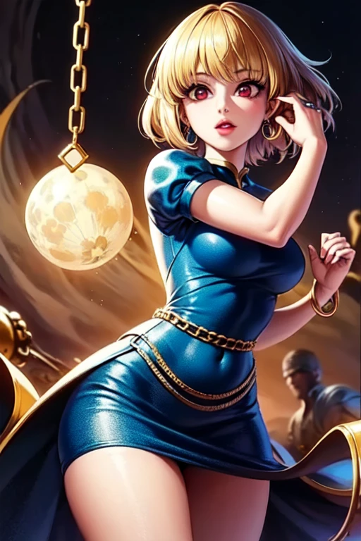 high resolution, steven Universe, pearl, work of art, 1 girl, yellow hair, shorth hair,Broad Hips, thick thight, giant breasts, blue dress, huge giant round ass, Caucasian skin, niplles