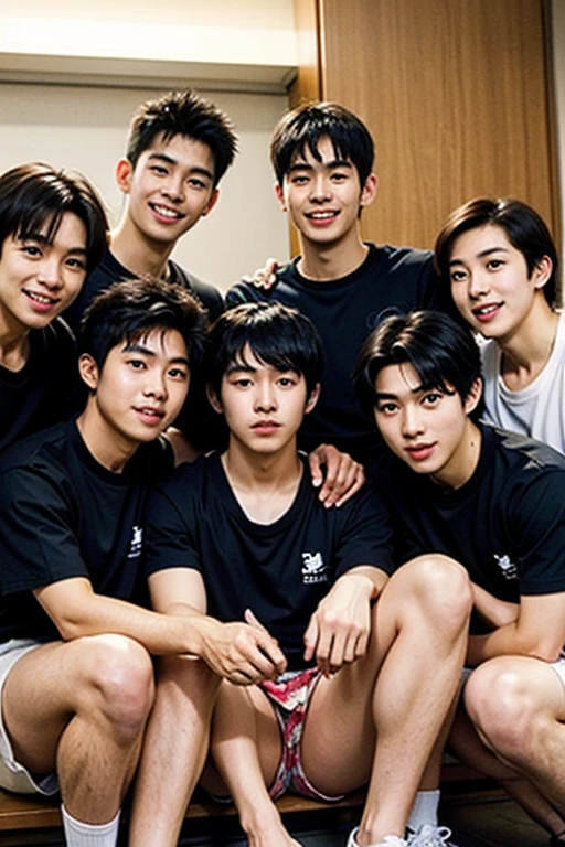 Photo of the BTS group in boxers with their penis visible