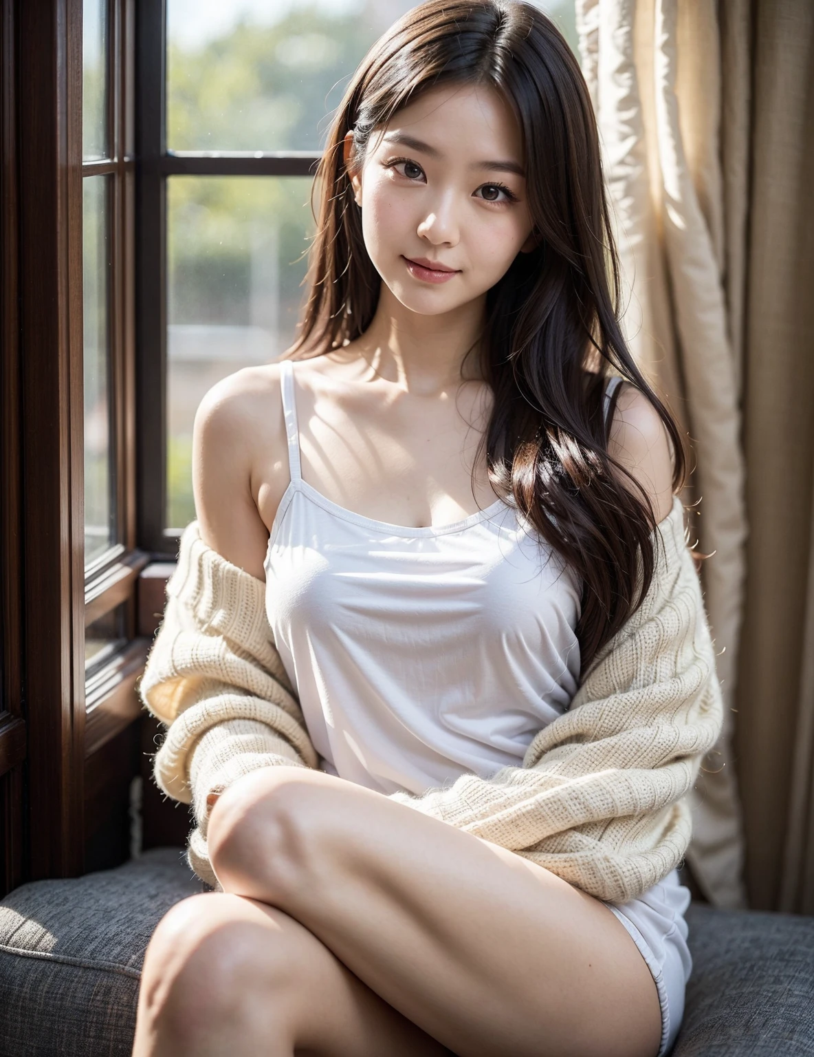 ulzzang-6500-V1.1, (Raw photo:1.2), (photorealistic), beautiful detailed girl, (See-through:1.3),  (pussy real: 1.4), very detailedな目と顔, beautiful detailed eyes,  (Strapless dress, super realistic pantyhose:1.2, black choker)、 (very affectionate smile:1.2)、huge file size, High resolution, very detailed, highest quality, [masterpiece:1.6], An illustration, very detailed, ticker, fine details, highest quality, 8k wallpaper, movie lighting, 1 girl, 17 years old, perfect body shape, cute droopy eyes beautiful big eyes、Pieck finger, ((muste piece)), best quality, 1 girl, eye shadow, upper body whole body, People photography, (full body shot:1.3)、