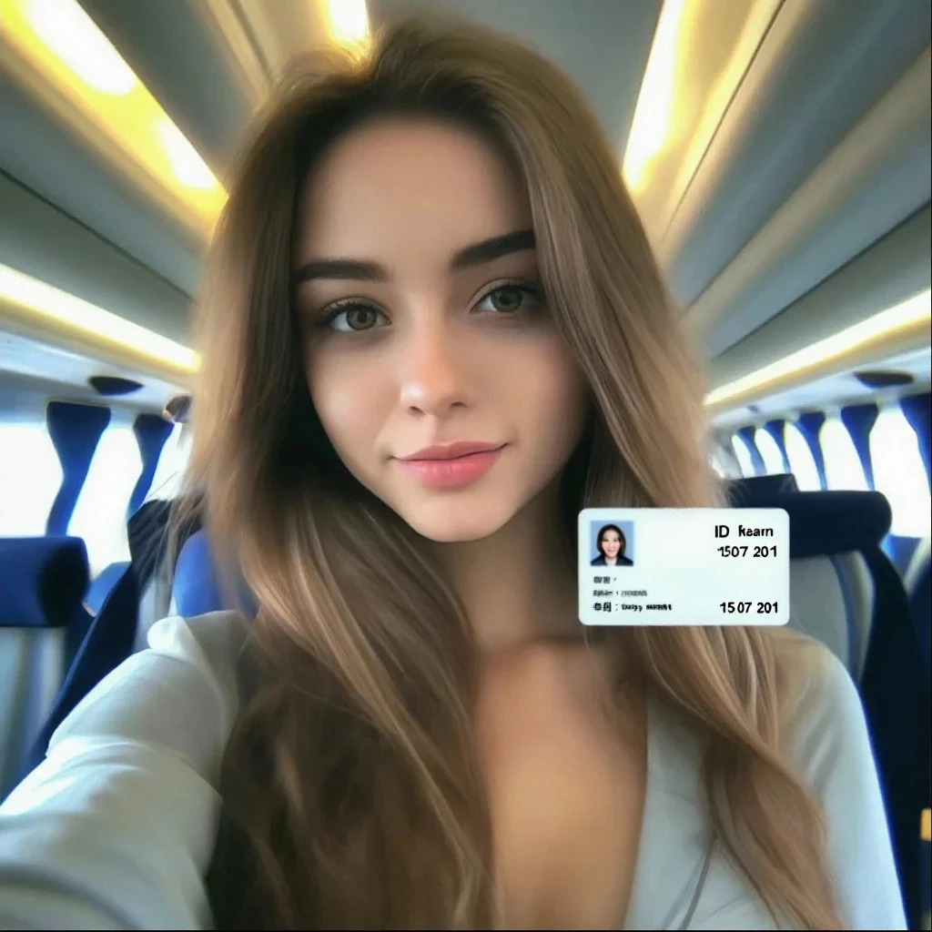 25 year beautiful polish girl, brown long hair, green eyes, no makeup, friendly face, all-natural, natural lighting soft lighting, selfie, amateur shot, on airplane