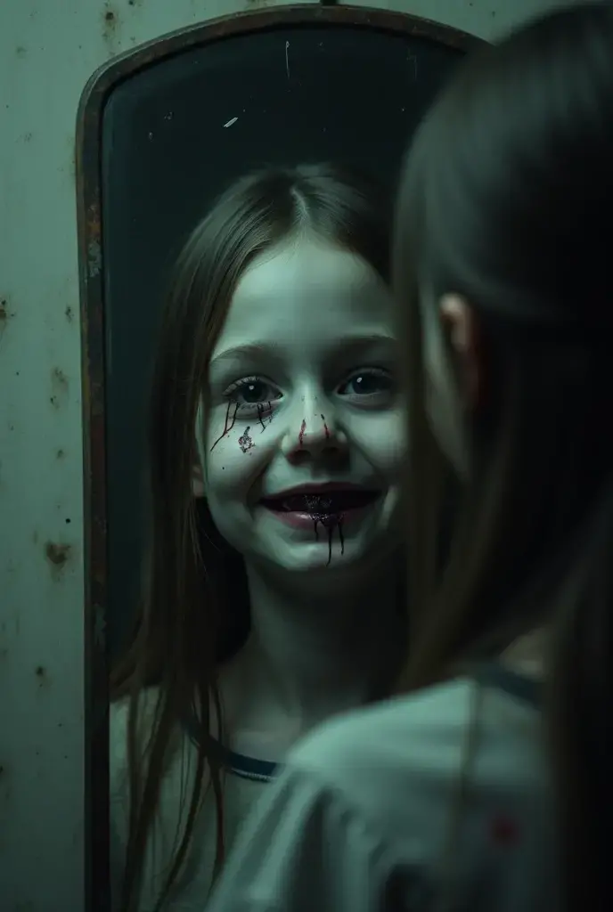 A girl was caught in the hospital with her face covered in blood